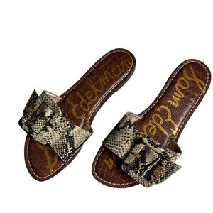 Sam Edelman Granada Leather Snakeskin Print Buckle Slide Sandals Womens 8.5